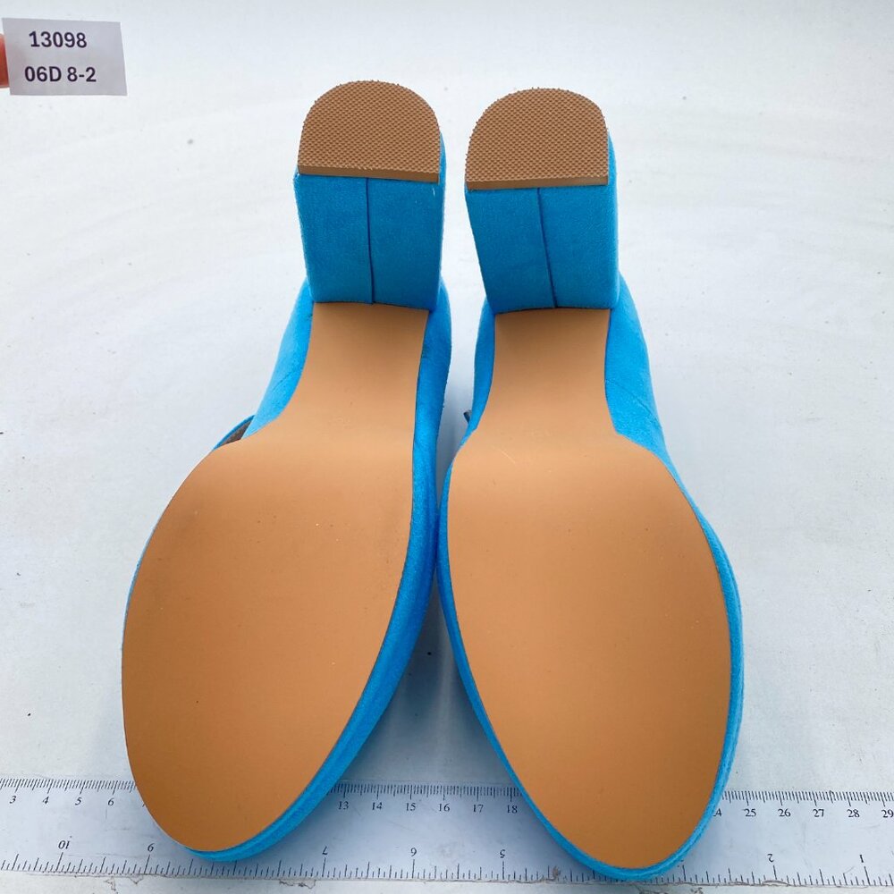 YDN Blue Square Toe Platform Pumps Chunky Heel Mary Janes Ankle Strap Girls Shoe - Picture 6 of 7